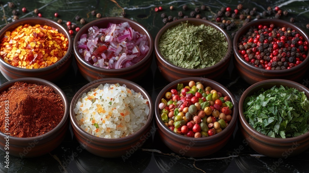 a table topped with bowls filled with different types of food next to other bowls filled with different types of food. a table topped with bowls filled with different types of food next to other bowls filled with different types of food.