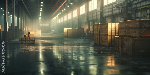 Mystic Warehouse: A Realm of Boxes in Dim Light
