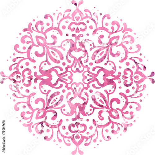 Cartoon romantic pink snowflake, simple illustration, isolated on white background