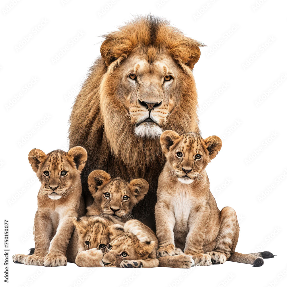 Lion family on white or transparent background Lion family on white or transparent background