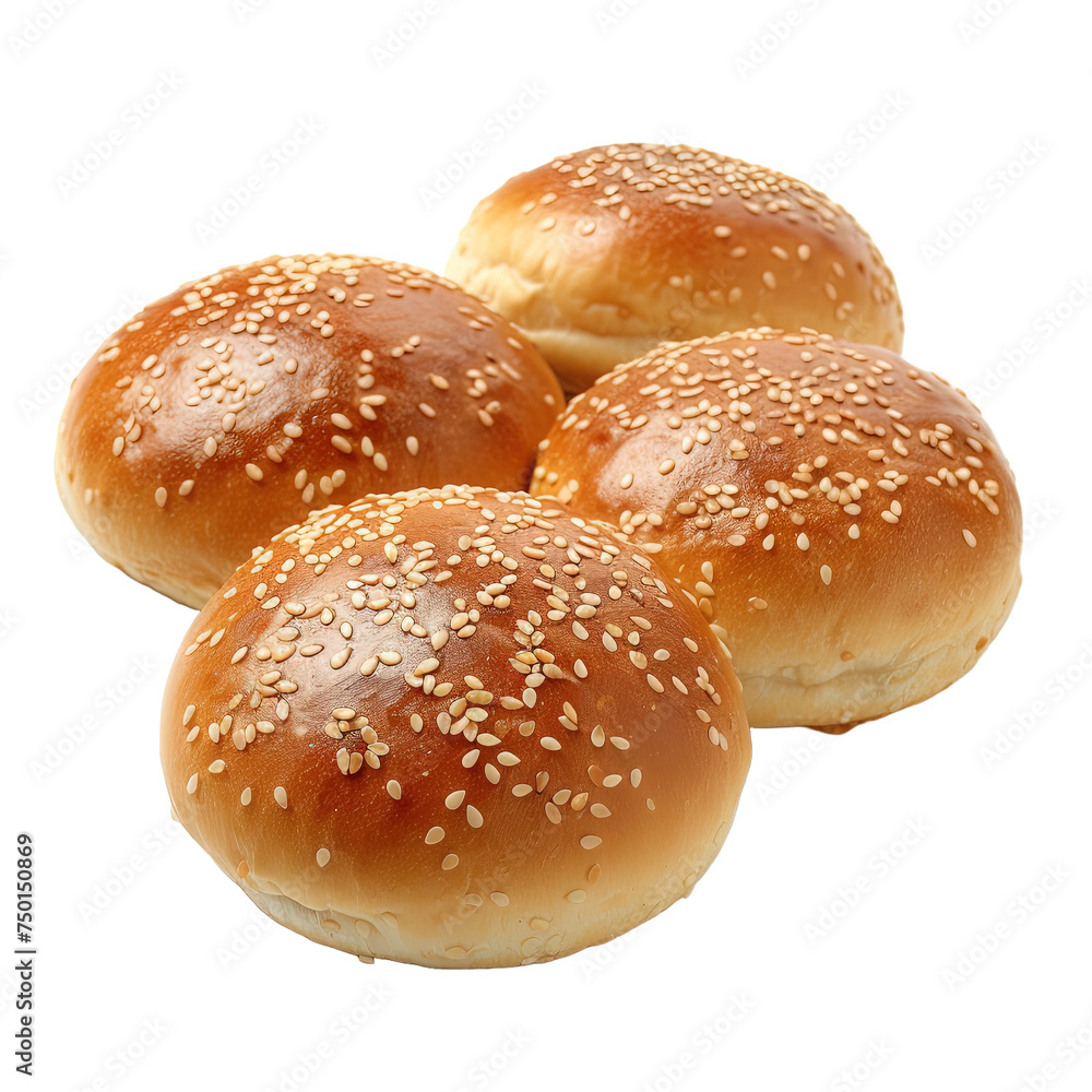Burger buns empty on white or transparent background