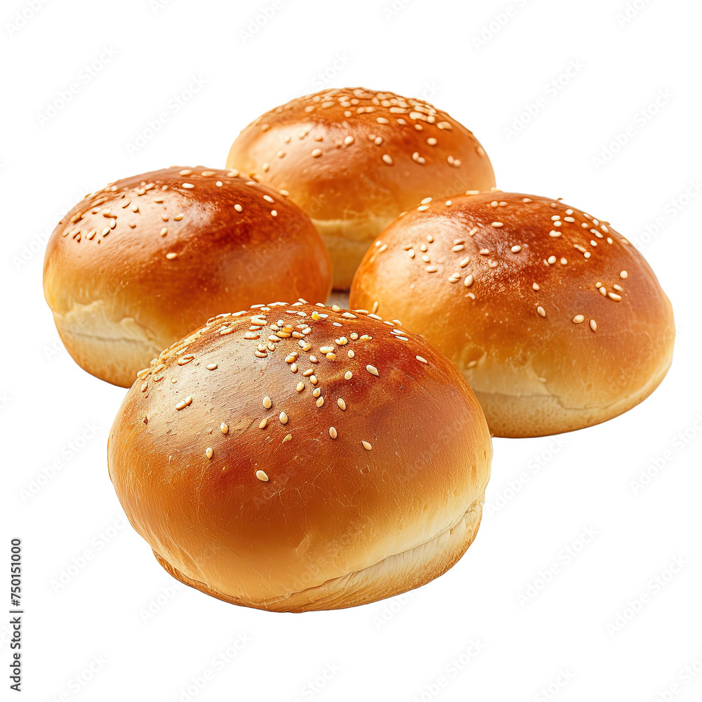 Burger buns empty on white or transparent background