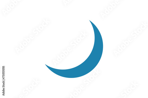 Blue crescent moon vector shape
