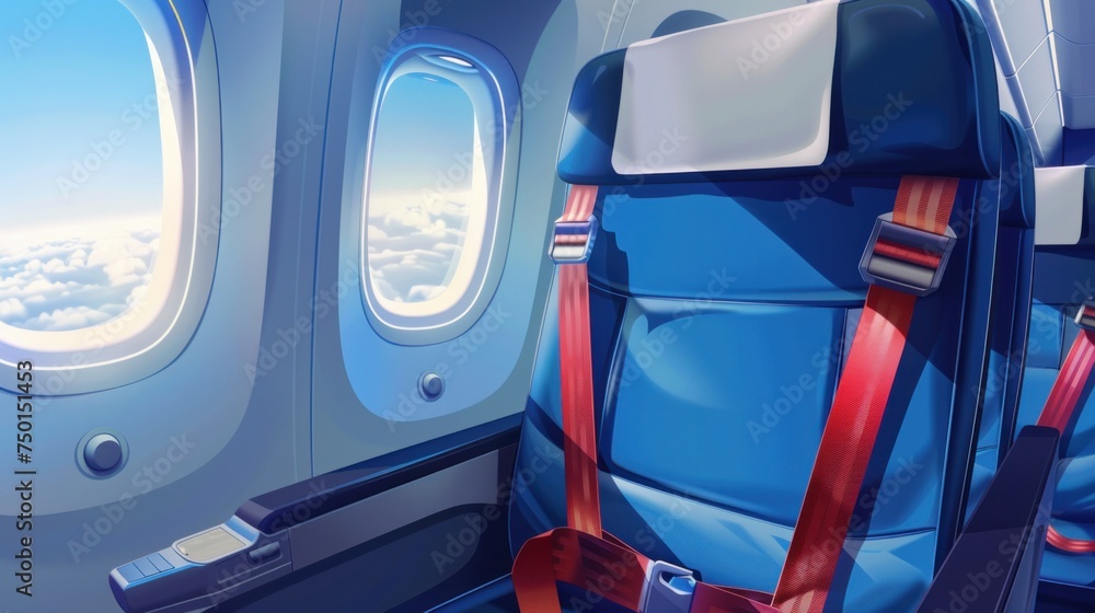 A customizable, layered vector illustration of an airplane seat belt, ready for editing and use A customizable, layered vector illustration of an airplane seat belt, ready for editing and use