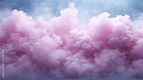 a large cloud of pink smoke on a blue and white background with a bright light in the middle of the cloud. photo