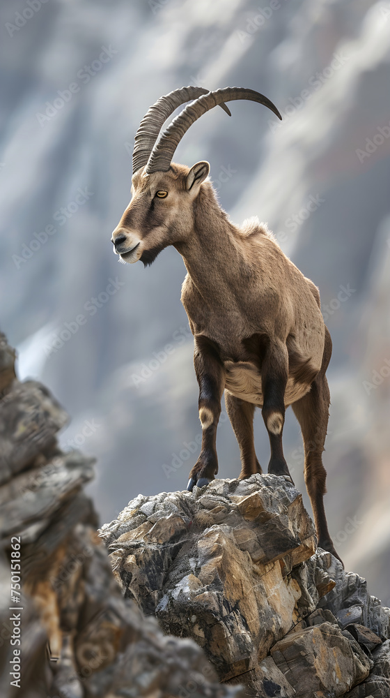 Majestic Ibex Mountain Goat: Epitome of Strength and Survival in Harsh Mountainous Terrain
