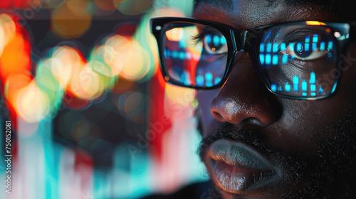 Close-up portrait of a businessman, trader, programmer with glasses © CFK