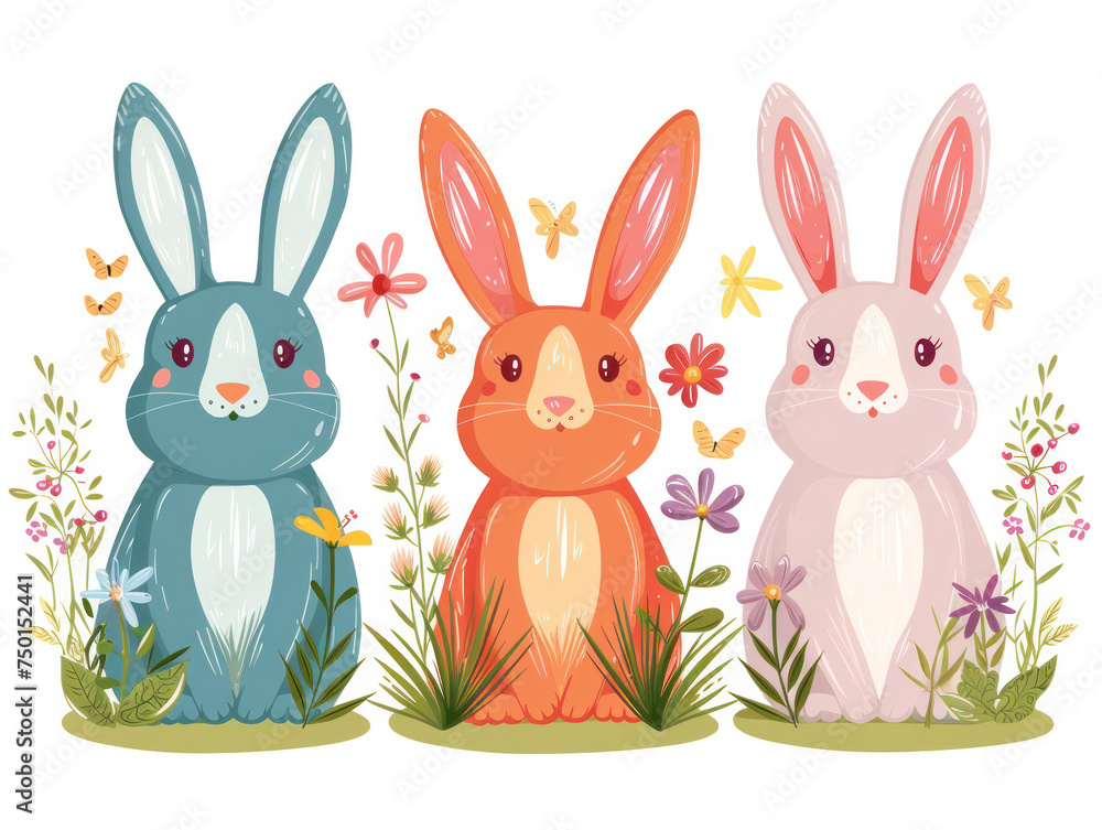 Fototapeta premium Colorful Easter watercolor illustration isolated 