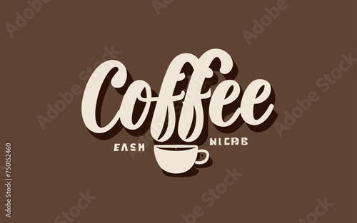 Simple clean vector coffee logo design, cinematic, 3d render, typography