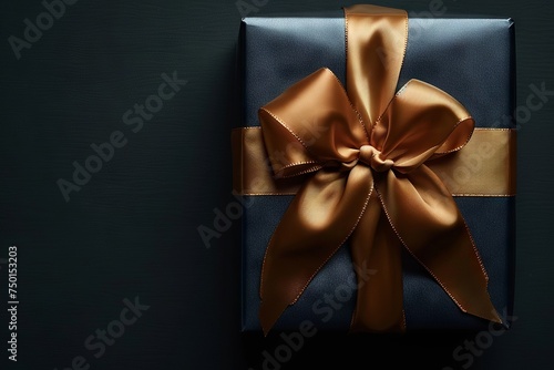 Golden Ribbon Gift Box on Black