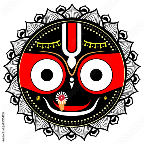 Vector design of Lord Jagannatha, Puri Odisha God Rathyatra Festival, Jagannatha vector illustration
