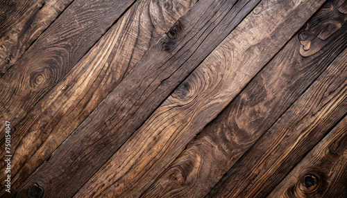 Natural wood texture. Wood background. Dark rustic planks table top flat lay view.