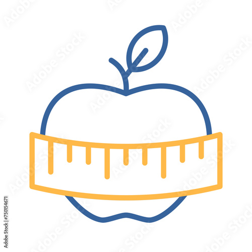 Apple with measuring tape vector icon