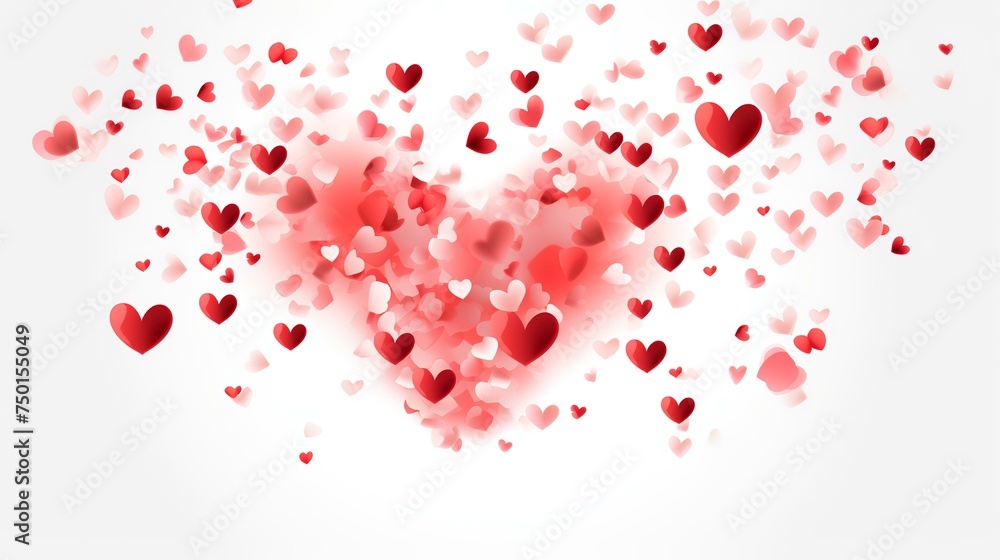 Valentines heart postcard. Paper flying element Valentines heart postcard. Paper flying element