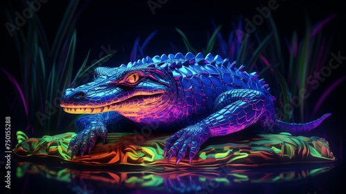 Generative AI A Crocodile caressing its calf illustration photo