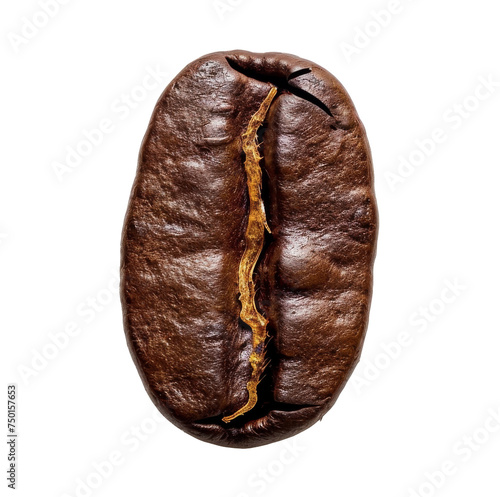 Macro shot of a roasted coffee bean showcasing its textures and details on a ...