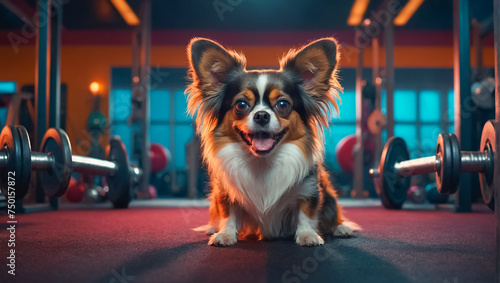Naklejka cute dog in the gym creative motivation