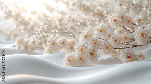 beautiful white flowers on a white background