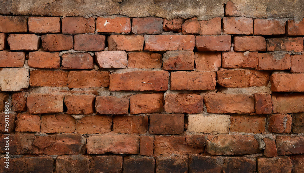 Fragment of old brickwork, close-up. Red brick wall. Potholes and defects in a brick wall. Flat lay, close-up. Cracks and defects of red brick on the wall. building houses, texture Fragment of old brickwork, close-up. Red brick wall. Potholes and defects in a brick wall. Flat lay, close-up. Cracks and defects of red brick on the wall. building houses, texture