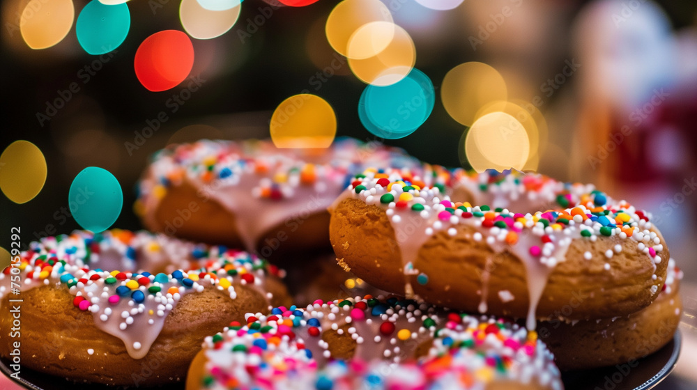 alternative gluten free doughnut with icing glaze and colorful candy topping alternative gluten free doughnut with icing glaze and colorful candy topping