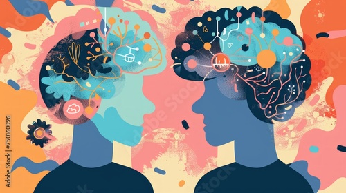 Flat Illustration of Autism Spectrum Disorders and Neurodiversity Awareness Generative AI