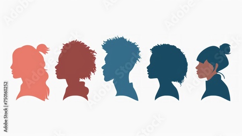 Flat Design Silhouette of People Profile Generative AI © Alex