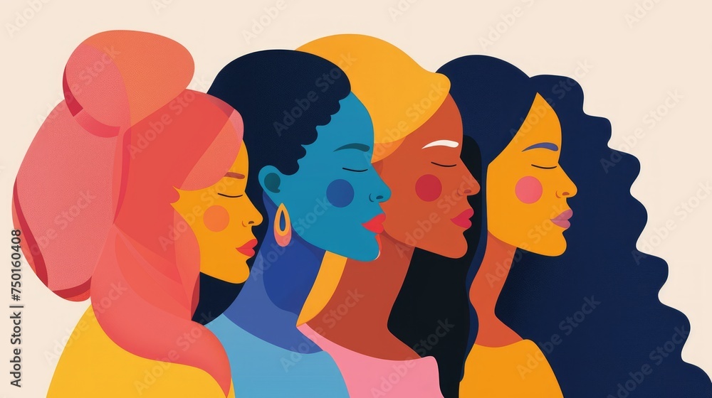 Illustration of Women's Empowerment and Equality for International Women's Day Generative AI