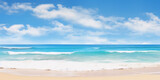 Beautiful sand beach with blue ocean on sunny day