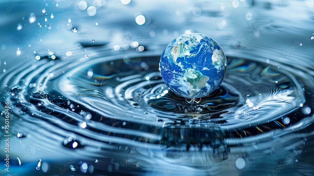 World water day, planet earth in water World water day, planet earth in water