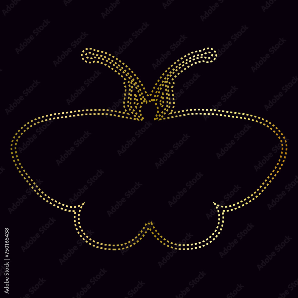 Decorative golden butterfly, outline of a winged insect. Vector graphics. Decorative golden butterfly, outline of a winged insect. Vector graphics.