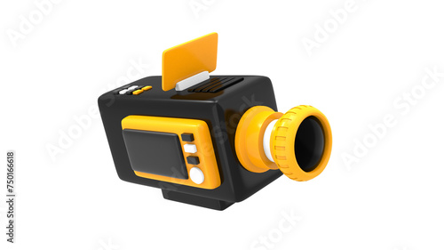 3d render movie recorder video camera for film or live cinema streaming isolated icon illustration
