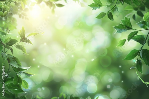 A green leafy background with a bright sun shining through the leaves © Aliaksandr Siamko