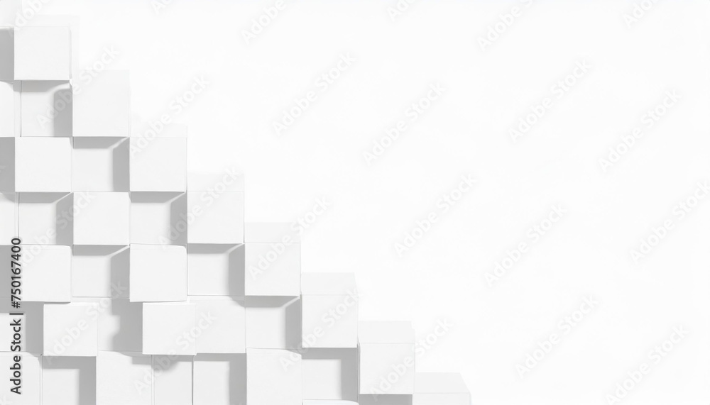 Random shifted white cube boxes block background wallpaper banner with copy space Random shifted white cube boxes block background wallpaper banner with copy space