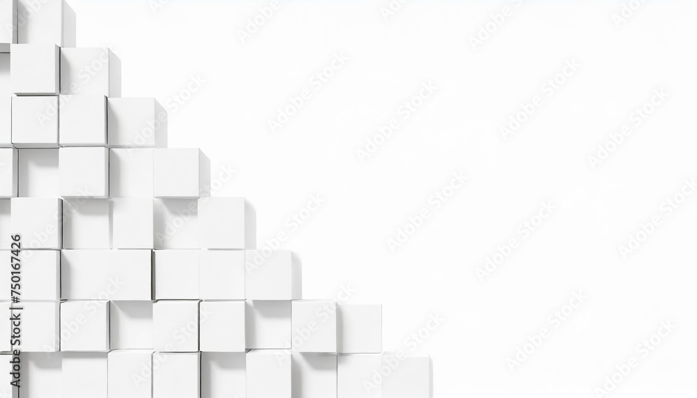 Random shifted white cube boxes block background wallpaper banner with copy space Random shifted white cube boxes block background wallpaper banner with copy space