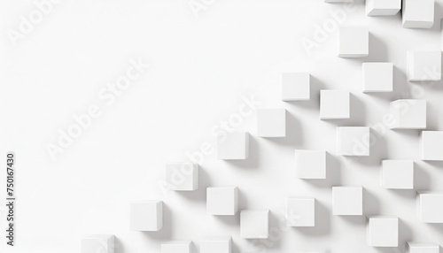 Random shifted white cube boxes block background wallpaper banner with copy space