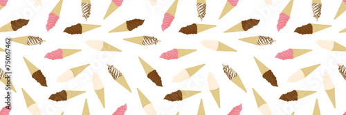 illustrated soft serve ice cream cone banner pattern overlay photo
