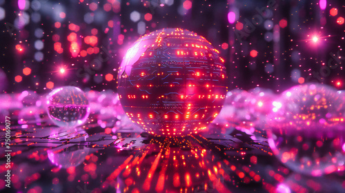 Disco ball in a bright abstract setting, evoking the lively atmosphere of music, party, and entertainment