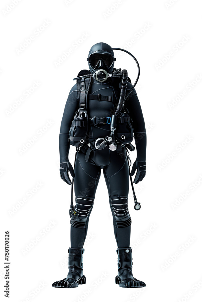 A diver in a black wetsuit A diver in a black wetsuit