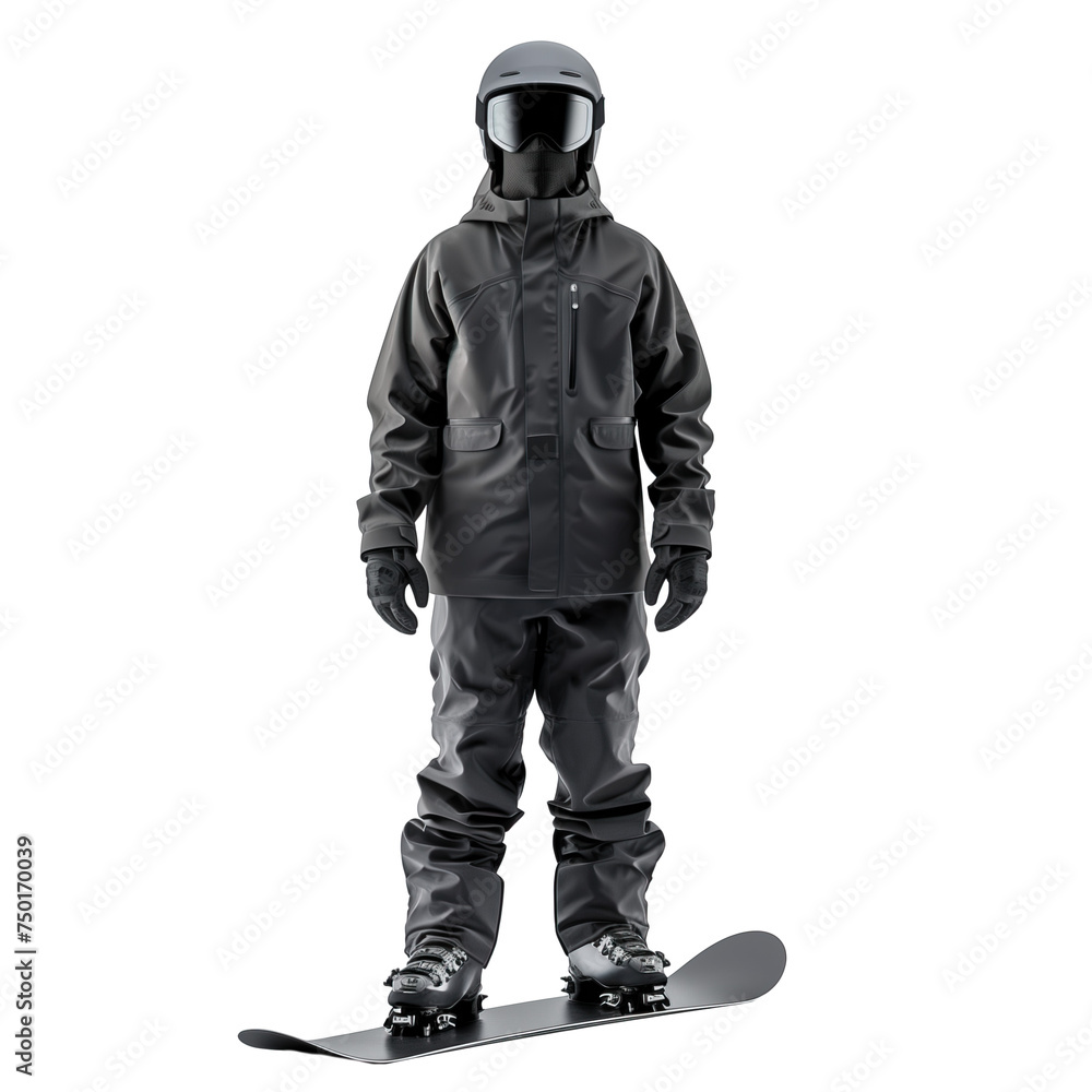 Man on snowboard in black sportwear Man on snowboard in black sportwear