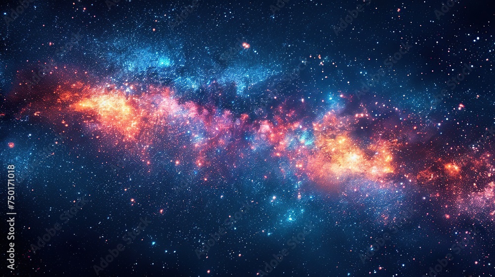 Fototapeta premium Space background, depicting the vastness of the cosmos with stars, nebulae, and distant galaxies.