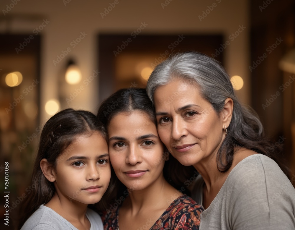 Obraz premium Generations of Hispanic Women: A Latino Family Portrait