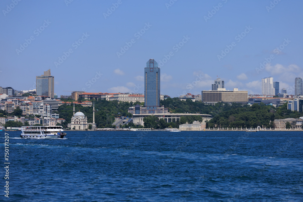 Cityscape View from the water to buildings in the city of Istanbul 