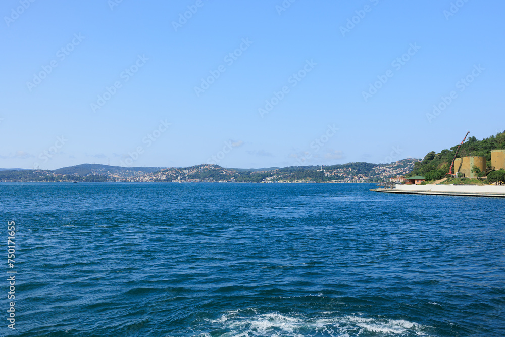 View from the water to buildings in the city of Istanbul View from the water to buildings in the city of Istanbul