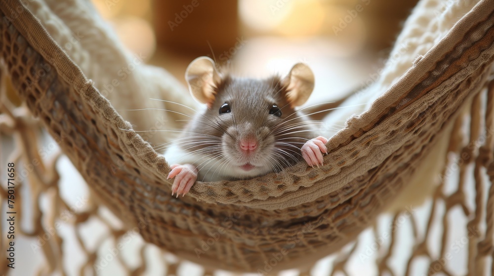 Obraz premium Rat Sitting in Hammock