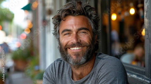 Smiling Man With Beard in Kitchen