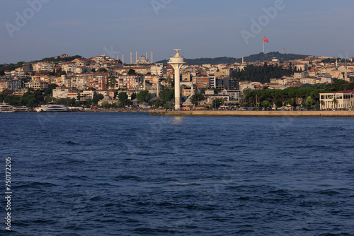 Cityscape View from the water to buildings in the city of Istanbul 