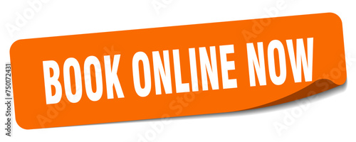book online now sticker. book online now label