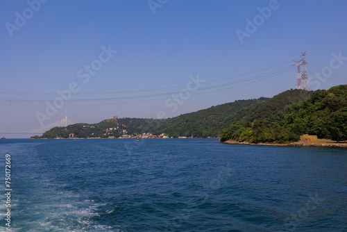 Cityscape View from the water to buildings in the city of Istanbul 