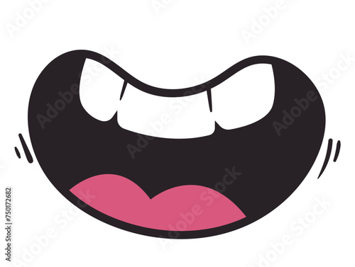 Retro style mouth smile cute cartoon doodle face expression isolated set. Vector graphic design element illustration