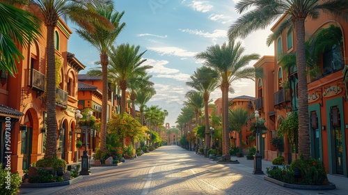 Palm Tree-Lined Street With Parked Cars